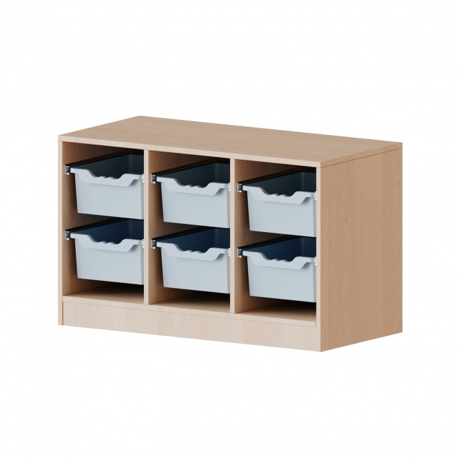 ErgoTray Regal, 3reihig, 1,5 OH,  6 hohe Boxen, B/H/T 104,5x64x40cm 